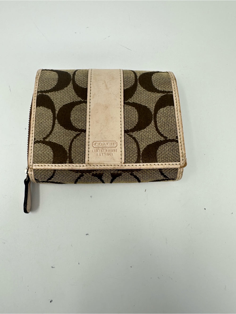 Coach Signature Jacquard Canvas and Leather Bifold Wallet
